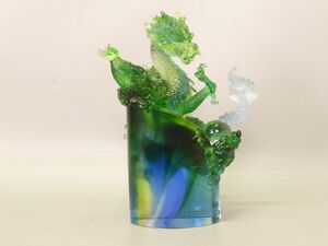 ..tittot Taiwan lapis lazuli atelier lapis lazuli glass gold Indigo green .[....] success. fine clothes .. dragon 148/788 2007 year small . sculpture glasswork Taiwan fine art 