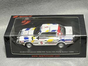 Spark 1/43 SUBARU Leone 4WD RX Turbo #5 M.Kirkland_R.Nixon 6th Rally Safari 1986 S5432