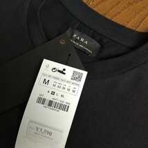 未使用 ZARA MAN Tシャツ M / ザラ ロゴ ブラック コットン 半袖 黒 綿 _画像4