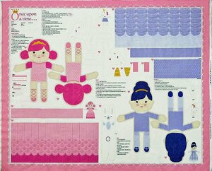 MO-3987 2体の女の子の人形 ピンク/薄紫/パネル 110*91 シーティング コットン 未完成品