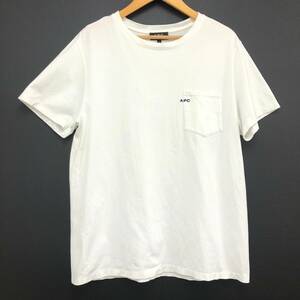 □A.P.C. 半袖Tシャツ L 白 アーペーセー メンズ 綿100％ ポケット 25082-1-92701 ロゴ刺繍 複数落札同梱OK B240530-8●