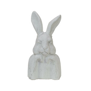 Art hand Auction 턱을 괴고 있는 토끼 L 시멘트 흰 토끼 오브제 정원 토끼, 핸드메이드 아이템, 내부, 잡화, 장식, 물체