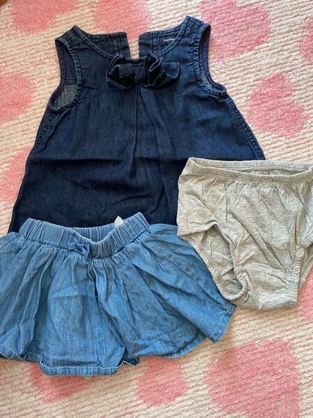 GAP ギャップ ベビー 赤ちゃん デニム ブラウス パンツ セット 70
