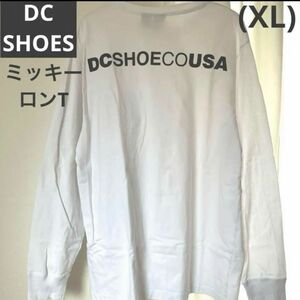 DC SHOES USA 胸 ポケット ミッキー ロンT(XL ホワイト 長袖 長袖Tシャツ　mickey