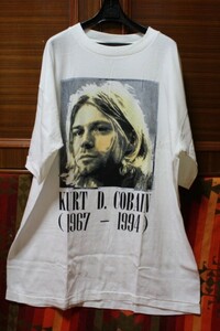 希少 USA製 giant シングルステッチ NIRVANA ニルヴァーナ カートコバーン 追悼 バンド Tシャツ ■ レッチリ レイジ 90s 好きにも