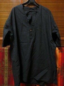 1wash black 40s Vintage BVLGARY a army smock typelinen cotton Henley neckline shirt undershirt # 30s 50s 60s 70s 80s 90s