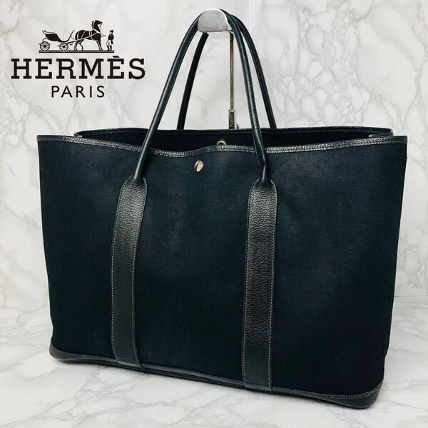 HERMES エルメス ガーデンパーティPM トートバッグ ハンドバッグ ブラック 黒 定番 人気 