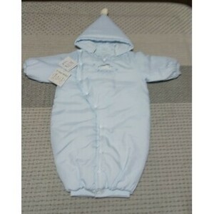  tag attaching with a hood . blanket coverall two way baby. castle light blue unused size 50~80cm