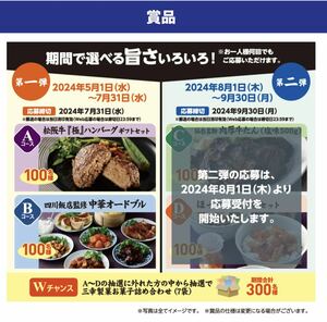 レシート懸賞応募★松阪牛『極』ハンバーグギフトセット・四川飯店監修 中華オードブルが当たる★Wチャンスあり・送料63円・WEB応募