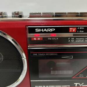 SHARP シャープ QT-77MKⅡ TV・FM・AMステレオダブルカセット 赤 レッド ラジカセ QT77MK2の画像2