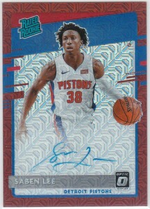 SABEN LEE (PISTONS) RC! 2020-21 PANINI DONRUSS OPTIC BASKETBALL RATED ROOKIE AUTO AUTOGRAPH CHOICE PRIZM