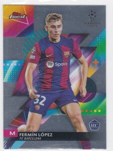 FERMIN LOPEZ (BARCELONA) RC! 2023-24 TOPPS FINEST UEFA CLUB COMPETITIONS ROOKIE CARD