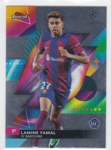LAMINE YAMAL (BARCELONA) RC! 2023-24 TOPPS FINEST UEFA CLUB COMPETITIONS ROOKIE CARD