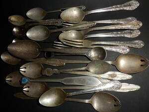  Showa Retro rare article each various pattern entering many . crack butter knife fork Pooh n together 527g Junk 