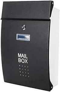 Jssmst（ジェスマット） メールボックス 郵便受け ポスト 北欧風 壁掛け キーロック式 大容量 玄関 HPB005-黒 (ブ