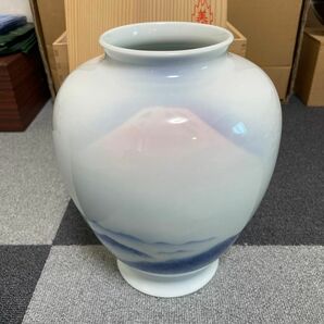 深川製磁◆壷・花瓶/WHT/官窯染付/赤富士山