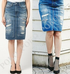  prompt decision free shipping complete sale goods regular price 34,560 jpy Hysteric Glamour damage remake processing Denim skirt have been cleaned R-P01