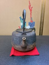 鉄瓶 小さめ 小振り 銅蓋 煎茶道具 茶道具 時代物 穴空き ジャンク　売り切り_画像4