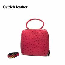 ☆美品☆ Ostrich leather オーストリッチ ダチョウ革 サークルハンドル 2way ハンドバッグ ショルダーバッグ_画像1
