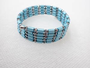 1 jpy ~ magnet mirror ball loop bracele approximately 70cm blue 