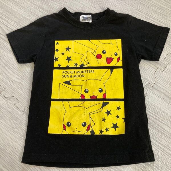 Tシャツ プリント 半袖Tシャツ ブラック ポケモン ピカチュウ 使用感あり