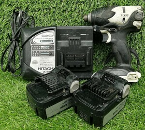 中古品 HITACHI 日立工機 14.4V コードレスインパクトドライバ WH14DSL2 + バッテリー2個 + 充電器 セット ケース無