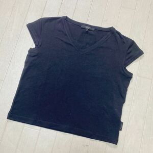 3930☆ WEEKEND MAXMARA マックスマーラー 半袖Tシャツ Vネック カジュアル レディース L ブラック 無地