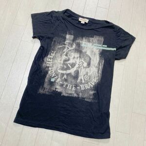 3930* DIESEL diesel tops short sleeves T-shirt cut and sewn casual lady's XS black illustration 