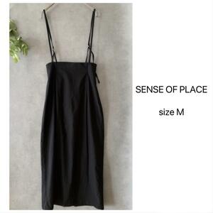 古着☆SENSE OF PLACE 2way黒キャミワンピース ストレッチ