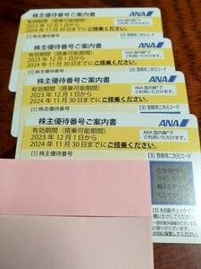 ★送料無料★全日空（ANA) 株主優待券4枚、期限24年11月30日まで