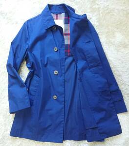  Macintosh firosofi-MACKINTOSH PHILOSOPHY turn-down collar coat plain blue cotton M lining house check pattern 