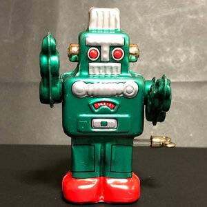 ★化粧箱入り ゼンマイ　スモーキング ロボット　Wind-Up Smoking ROBOT GREEN Tin Toy BCTT186-1★