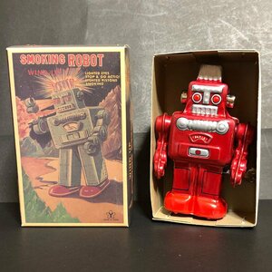 * vanity case entering zema chair mo- King robot Wind-Up Smoking ROBOT clear red Tin*BCTT184-3