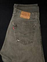 送料込み！米国製 90S LEVIS リーバイス501-0658 先染めブラック赤文字 裾ユニオンスペシャル 表記W32L34　ヴィンテージ[501XX_画像1