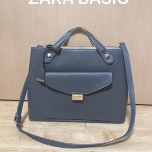 ZARA ザラ バッグ かばん 鞄 グレー ゴールド