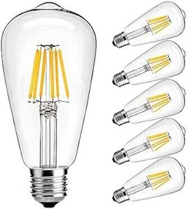 LED エジソン電球 ST64 フィラメント LED電球 E26口金 (6W) 60W形相当 電球色相当2700K 広配光タイ