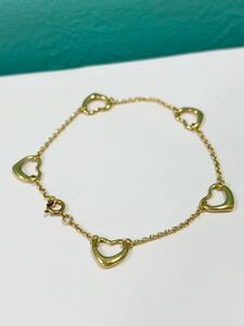 Tiffany & Co. ティファニー K18 750 エルサペレッティ オープンハート ブレスレット 総重量4.28g