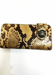 1円〜diamind python ダイヤモンドパイソン　レザー ウォレット 長財布 アメリカン　本革×パイソン　中古品