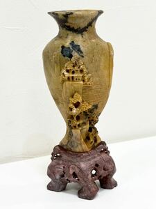中国 花器 花瓶 花入 工芸品 石彫刻 置物 インテリア 