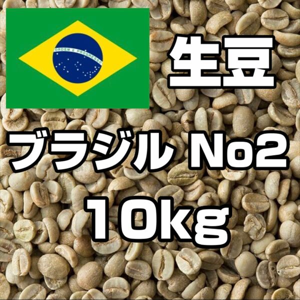【 コーヒー生豆 】 ブラジルNo2 サントス　10kg ※送料無料