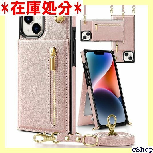 YIHARA iphone 14 ケース手帳型 iph カード収納 ストラップ付き 上下開 長さ調整可能 ピンク 476