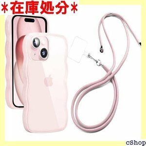 iPhone 15 ケース クリア ショルダー 全面保 長さ調整可能 落下防止 Qi ワイヤレス充電対応 ピンク 751