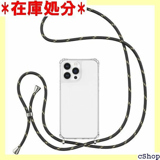 UEEBAI ショルダー ケース iPhone 15 ワイヤレス充電対応 人気ケース - ブラック・ゴールド 865