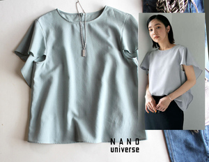  cat pohs shipping 385 jpy * Nano Universe |linen Like cape manner design blouse 