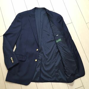 極美品★大きいサイズ ラルフローレン 紺ブレザー テーラード ジャケット Ralph Lauren ネイビー 金釦 シングル 春秋冬 42L 3L位 A735