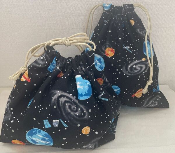 宇宙柄☆お弁当袋とコップ袋☆セット☆