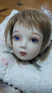 u.. bisque doll head only Blue Eye girl 