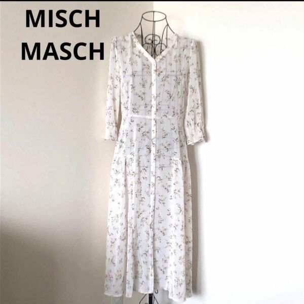 MISCH MASCH ミッシュマッシュ ワンピース 花柄 七分袖 M ホワイト