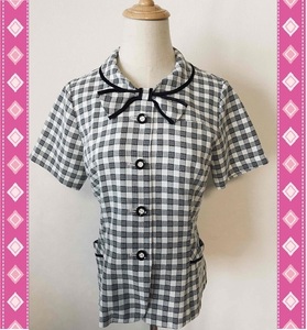 ※Cランク※【中古】SELERY_5号_オーバーブラウス（チェック）50360/セロリー/かわいいOL会社制服/おしゃれ事務服