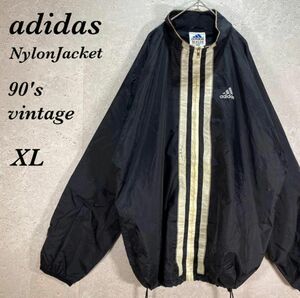 OldVintage 90年代 オールドアディダス adidas ナイロンジャケット パフォーマンスロゴ スリーストライプ XXL